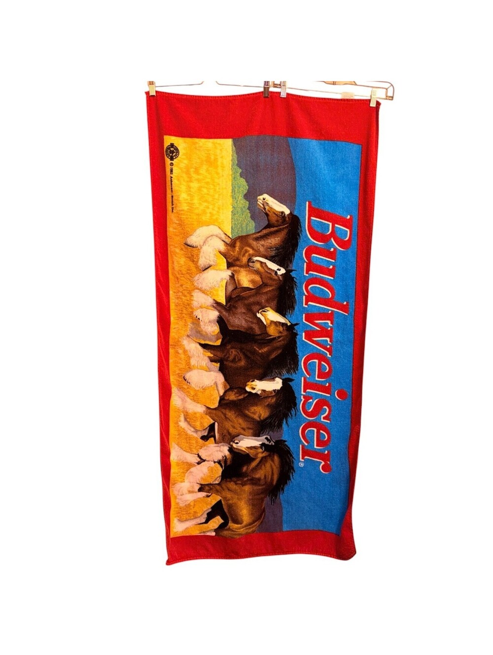 Vintage 1992 Anheuser Busch Budweiser Clydesdale Running Beach Towel